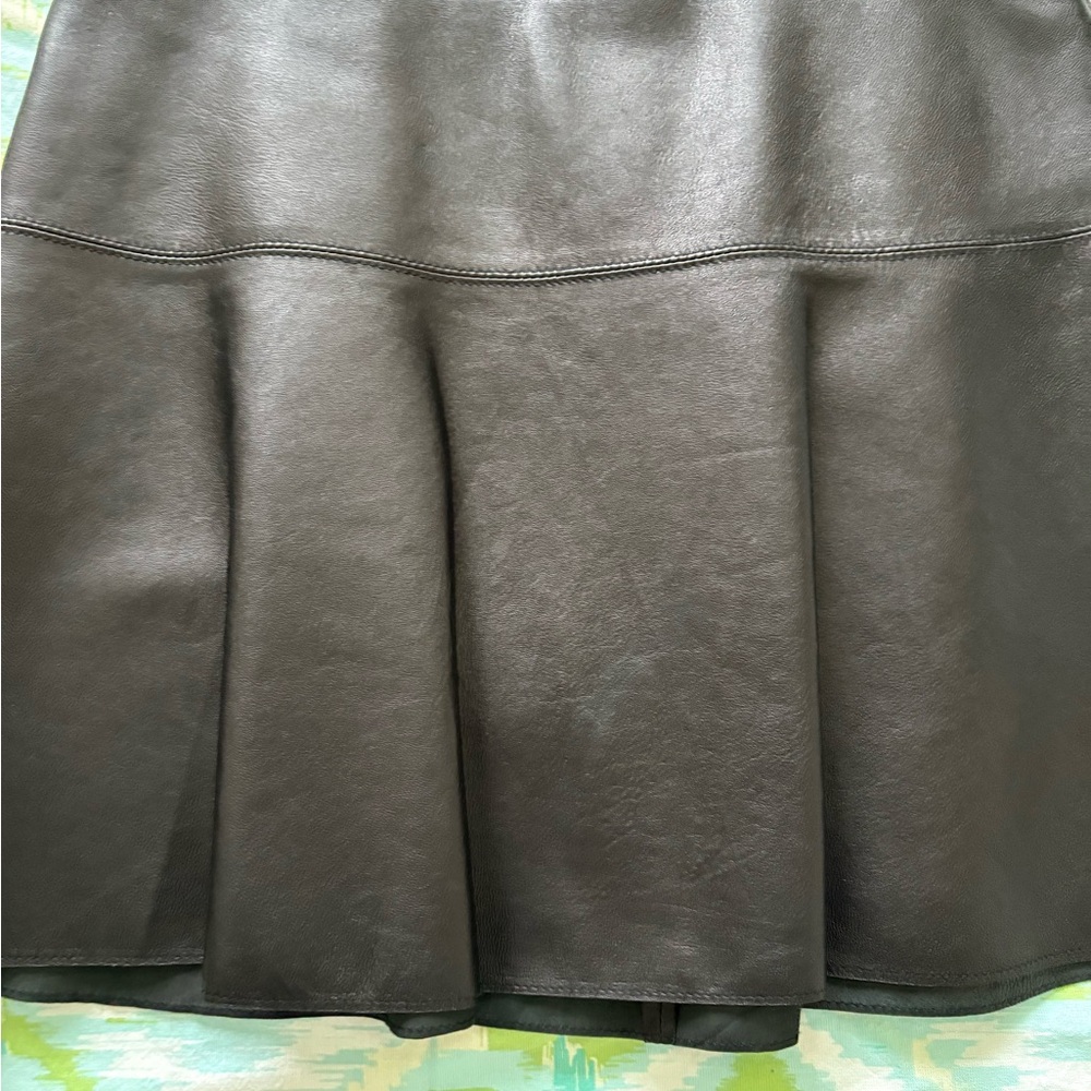 Vince Black Leather A-Line Skirt